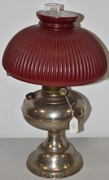 VICTORIAN NICKEL PLATED OIL LAMP