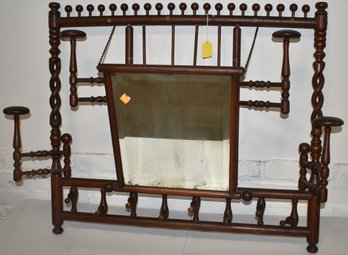 VICTORIAN STICK & BALL HAT RACK W/ MIRROR