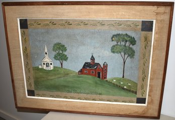 FOLK ART PAINTING OF OLD STURBRIDGE VILLAGE