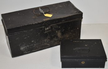 (2) VITNAGE BLACK TIN DOCUMENT BOXES