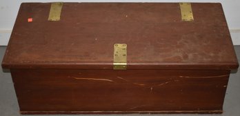 VINTAGE PINE FLAT-TOP BLANKET BOX W/ BRASS HARDWARE