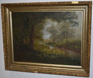 OIL ON CANVAS PASTORAL LANDSCAPE PAINTING