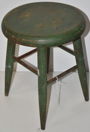 PRIMATIVE RD STOOL IN GREEN PAINT