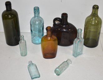 (9) PC. LOT VINTAGE COLORED BOTTLES