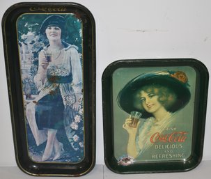 (2) VINTAGE COCA COLA TIN TRAYS