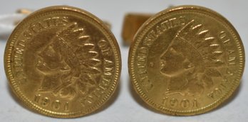 1901 INDIAN HEAD CENT CUFF LINKS