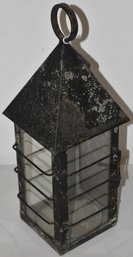 PAINTED STEEL CAGED CANDLE LANTERN