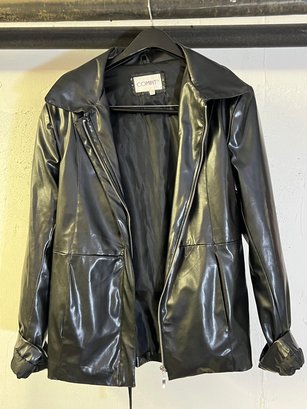 Comint Black Leather Style Jacket - S/M