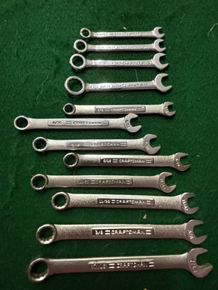 12 Wrenches Open And Box End All Craftsman Varying Sizes- SAE