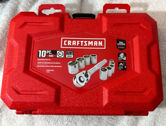 Craftsman SAE 10 Pc 3/8 In. Ratchet & Sockets Mechanic Tool Set. Like New. Never Used.