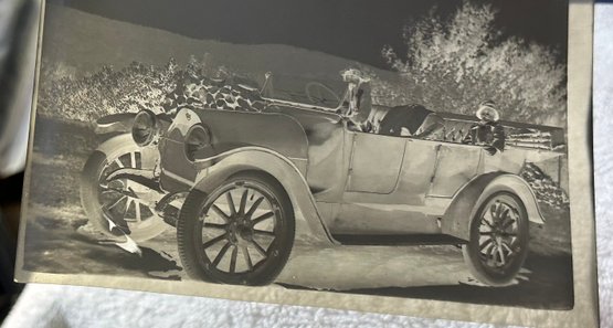 Vintage / Antique Photo Negatives Of Farm And Antique Car.