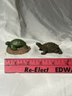 2 Pc Turtle Figurine Set, Brown Turtle And Green Turtle Made With Florida Beach Sand