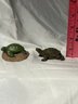 2 Pc Turtle Figurine Set, Brown Turtle And Green Turtle Made With Florida Beach Sand