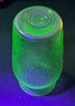 Uranium Glass Piece. Hand Made Blown Flower Vase, Jar Or Candy Container. Depression Era, No Chips Or Cracks.