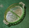Uranium Glass Piece. Small 5' Divided Dish. Depression Era, No Chips Or Cracks.