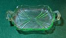 Uranium Glass Piece. 6.5' X 11.5'  Dresser Or Nut Dish. Depression Era, No Chips Or Cracks.
