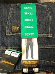 RealTree  - Mens Flannel Lined Denim Jeans 38x32 NWT