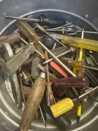 Aluminum Sifter Strainer Pot Of Miscellaneous Tools. Lacey In Her Shark Vest Is Purely For Promotional Views!