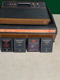 Atari Game System Lot - Console, Game Center, Joystick And 4 Games