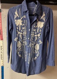 Soft Surroundings Blue Button Up Top NWT PXS
