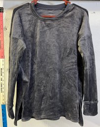 Cuddl Duds Grey Double Plush Velour Top XS