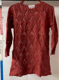 Cape Isle Knitters Maroon Sweater Knitted By Hand S