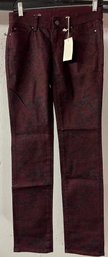 Ann Taylor Modern Fit Maroon Floral Jeans NWT 0