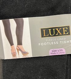 Luxe Fleece Lined Footless Black Tights NWT S/M