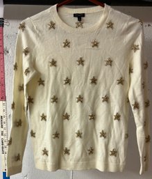Talbots Ivory Top With Gold Stars NWT P