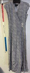 The J. Peterman Company Blue And White Silk Dress NWT 4