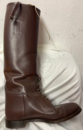 Ladies Brown Leather Lace Up High Top Riding Boots Made In England 7.5