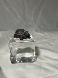 Crystal Paperweight With Sitting Turtle