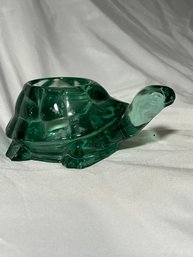 Vintage Heavyweight Indiana Green Glass Turtle - Tea Light / Votive / Planter