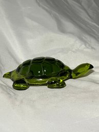 Viking Green Glass Turtle Paperweight