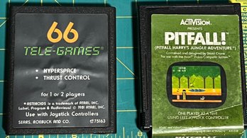 2 Set Atari Game Cartridge - Asteroids And Pitfall!