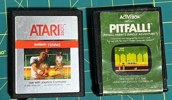 2 Set Atari Game Cartridge - Realsports Tennis And Pitfall!