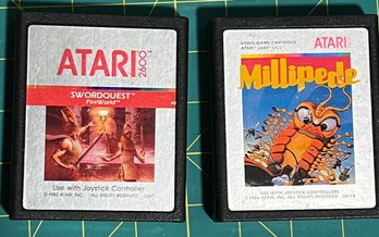2 Set Atari Game Cartridge Swordquest Fireworld And Millipede