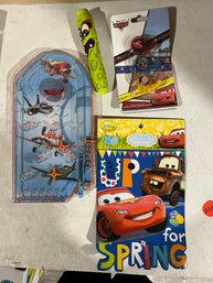 Lot Of Childrens Items - Small Arcade Game, Fun Marker, Fun Tape Rolls, Cars Sticker Book