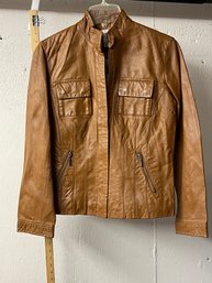 Chicos Caramel Leather Jacket NWT 0