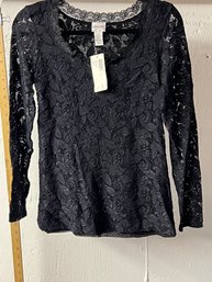 Chicos Black Lace Top NWT O