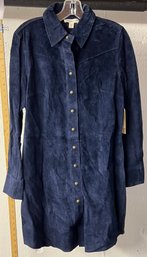 Coldwater Creek Blue Leather Coat NWT S