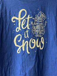 Let It Snow Blue Holiday Tshirt XL