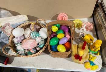Huge Lot Of Easter Decor, Baskets, Chicks, Bunnies, Eggs And More
