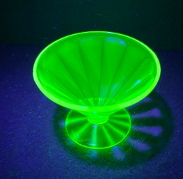 Uranium Glass  Sherbet / Ice Cream Cup STRONG GLOW Depression Era No Cracks/scratches