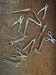 Small Intercast Brass Charm Tool Lot. 1960's. 12 Piece Lot 6 Different Types