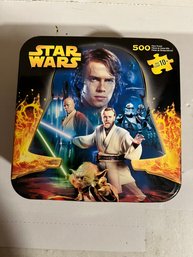 Star Wars 500 Piece 2 Sided Darth Vader Shaped Jigsaw Puzzle Collectible Tin