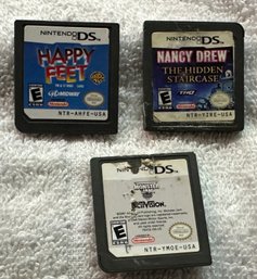 3 Game Lot Nintendo DS Games! Happy Feet, Nancy Drew, Monster Jam