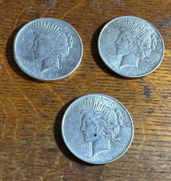 3 Silver Peace Dollars 1921, 1926, 1926 See Pictures