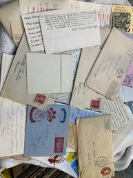 Ephemera Lot. Vintage Stamps, Post Cards, Correspondence Between Friends/families. 1800's Thru 1950's.