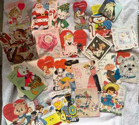 23 Ephemera Vintage Valentines, B-day Etc, 1940-60s Cards. Many War Cards, Letters To Friends & Family. Lot 5